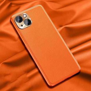 For iPhone 13 Silicone Pure Skin Leather Full Coverage Shockproof Phone Case(Orange)