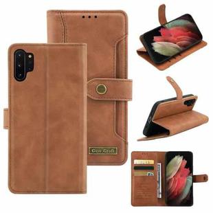 For Samsung Galaxy Note10+ Copper Buckle Horizontal Flip Leather Phone Case with Holder & Card Slots & Wallet(Brown)
