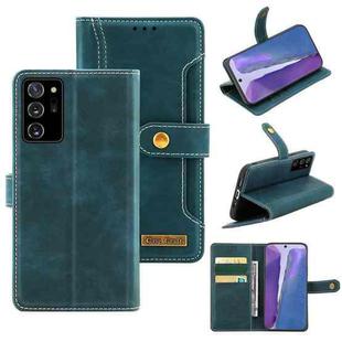 For Samsung Galaxy Note20 Ultra Copper Buckle Horizontal Flip Leather Phone Case with Holder & Card Slots & Wallet(Green)