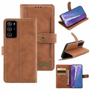 For Samsung Galaxy Note20 Ultra Copper Buckle Horizontal Flip Leather Phone Case with Holder & Card Slots & Wallet(Brown)