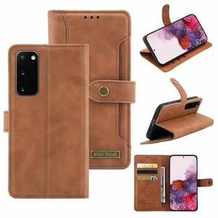 For Samsung Galaxy S20 Copper Buckle Horizontal Flip Leather Phone Case with Holder & Card Slots & Wallet(Brown)