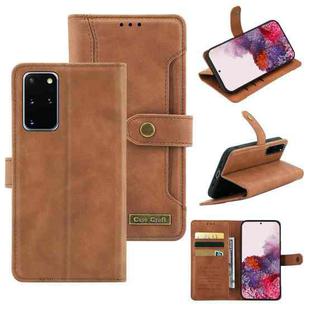 For Samsung Galaxy S20+ Copper Buckle Horizontal Flip Leather Phone Case with Holder & Card Slots & Wallet(Brown)