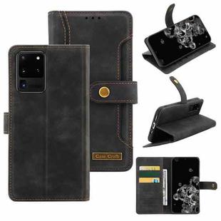 For Samsung Galaxy S20 Ultra Copper Buckle Horizontal Flip Leather Phone Case with Holder & Card Slots & Wallet(Black)