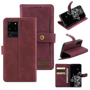 For Samsung Galaxy S20 Ultra Copper Buckle Horizontal Flip Leather Phone Case with Holder & Card Slots & Wallet(Maroon)