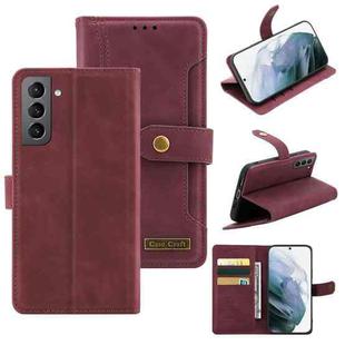 For Samsung Galaxy S21+ 5G Copper Buckle Horizontal Flip Leather Phone Case with Holder & Card Slots & Wallet(Maroon)