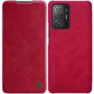 For Xiaomi Mi 11T / 11T Pro NILLKIN QIN Series Crazy Horse Texture Horizontal Flip Phone Leather Case with Card Slot(Red)