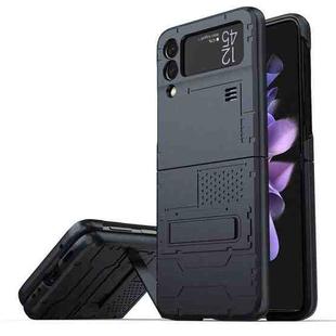 For Samsung Galaxy Z Flip3 5G GKK Shockproof Foldable Phone Case with Alloy Magnetic Holder(Metal Black)