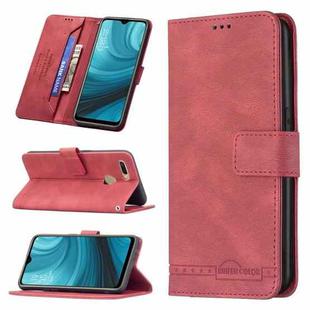 For OPPO A7 Magnetic Clasp RFID Blocking Anti-Theft Leather Case with Holder & Card Slots & Wallet(Red)