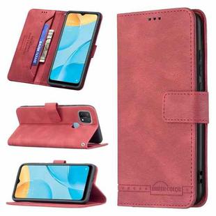 For OPPO A15 Magnetic Clasp RFID Blocking Anti-Theft Leather Case with Holder & Card Slots & Wallet(Red)