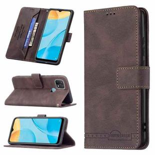 For OPPO A15 Magnetic Clasp RFID Blocking Anti-Theft Leather Case with Holder & Card Slots & Wallet(Brown)