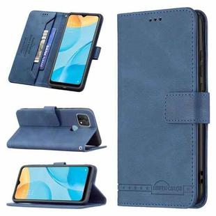 For OPPO A15 Magnetic Clasp RFID Blocking Anti-Theft Leather Case with Holder & Card Slots & Wallet(Blue)