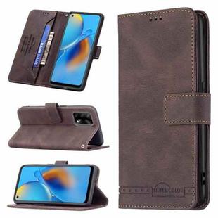 For OPPO A74 4G / F19 4G Magnetic Clasp RFID Blocking Anti-Theft Leather Case with Holder & Card Slots & Wallet(Brown)