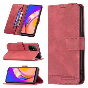For OPPO A94 5G/ F19 Pro Plus/ Reno5 Z 5G Magnetic Clasp RFID Blocking Anti-Theft Leather Case with Holder & Card Slots & Wallet(Red)