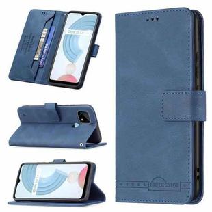 For OPPO Realme C21 / C20 Magnetic Clasp RFID Blocking Anti-Theft Leather Case with Holder & Card Slots & Wallet(Blue)
