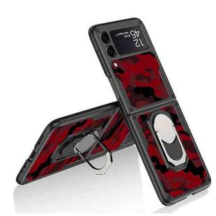 For Samsung Galaxy Z Flip3 5G GKK Foldable Camouflage Armor PC Phone Case with Ring Holder(Red)