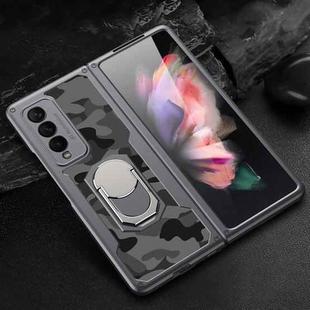 For Samsung Galaxy Z Fold3 5G GKK Foldable Camouflage Armor PC Phone Case with Ring Holder(Grey)