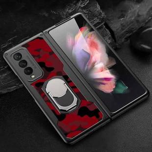 For Samsung Galaxy Z Fold3 5G GKK Foldable Camouflage Armor PC Phone Case with Ring Holder(Red)