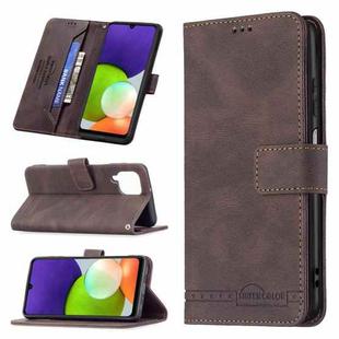 For Samsung Galaxy A22 4G Magnetic Clasp RFID Blocking Anti-Theft Leather Case with Holder & Card Slots & Wallet(Brown)