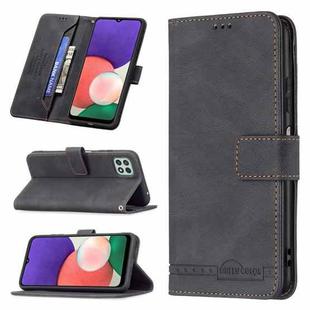For Samsung Galaxy A22 5G Magnetic Clasp RFID Blocking Anti-Theft Leather Case with Holder & Card Slots & Wallet(Black)