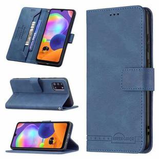 For Samsung Galaxy A31 Magnetic Clasp RFID Blocking Anti-Theft Leather Case with Holder & Card Slots & Wallet(Blue)