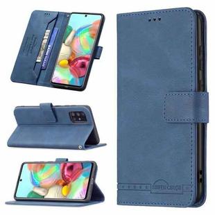 For Samsung Galaxy A71 Magnetic Clasp RFID Blocking Anti-Theft Leather Case with Holder & Card Slots & Wallet(Blue)