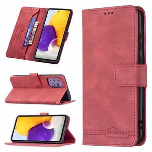 For Samsung Galaxy A72 Magnetic Clasp RFID Blocking Anti-Theft Leather Case with Holder & Card Slots & Wallet(Red)