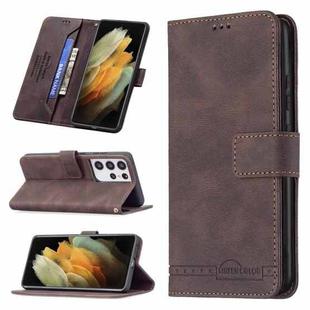For Samsung Galaxy S21 Ultra 5G Magnetic Clasp RFID Blocking Anti-Theft Leather Case with Holder & Card Slots & Wallet(Brown)