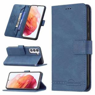 For Samsung Galaxy S21 5G Magnetic Clasp RFID Blocking Anti-Theft Leather Case with Holder & Card Slots & Wallet(Blue)