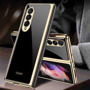 For Samsung Galaxy Z Fold3 5G GKK Electroplating Painted Tempered Glass Phone Case(Mysterious Black)
