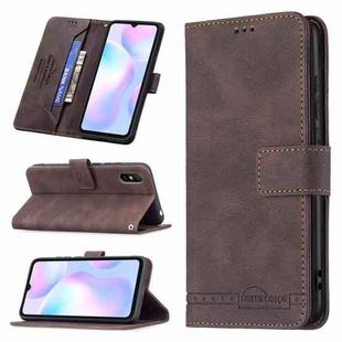 For Xiaomi Redmi 9A Magnetic Clasp RFID Blocking Anti-Theft Leather Case with Holder & Card Slots & Wallet(Brown)