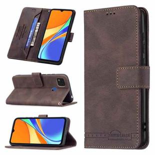 For Xiaomi Redmi 9C Magnetic Clasp RFID Blocking Anti-Theft Leather Case with Holder & Card Slots & Wallet(Brown)