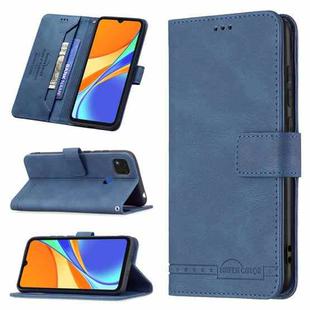 For Xiaomi Redmi 9C Magnetic Clasp RFID Blocking Anti-Theft Leather Case with Holder & Card Slots & Wallet(Blue)