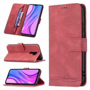 For Xiaomi Redmi 9 Magnetic Clasp RFID Blocking Anti-Theft Leather Case with Holder & Card Slots & Wallet(Red)