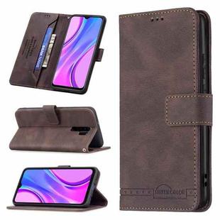 For Xiaomi Redmi 9 Magnetic Clasp RFID Blocking Anti-Theft Leather Case with Holder & Card Slots & Wallet(Brown)