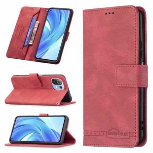 For Xiaomi Mi 11 Lite Magnetic Clasp RFID Blocking Anti-Theft Leather Case with Holder & Card Slots & Wallet(Red)