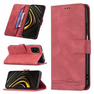For Xiaomi Poco M3 / Redmi Note 9 4G Magnetic Clasp RFID Blocking Anti-Theft Leather Case with Holder & Card Slots & Wallet(Red)