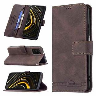 For Xiaomi Poco M3 / Redmi Note 9 4G Magnetic Clasp RFID Blocking Anti-Theft Leather Case with Holder & Card Slots & Wallet(Brown)