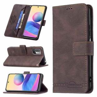 For Xiaomi Poco M3 Pro / Redmi Note 10 5G Magnetic Clasp RFID Blocking Anti-Theft Leather Case with Holder & Card Slots & Wallet(Brown)