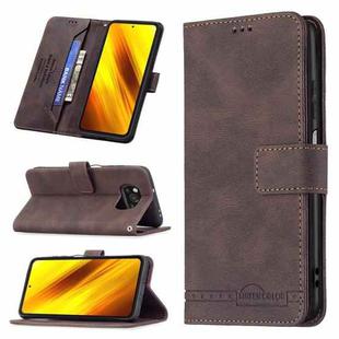 For Xiaomi Poco X3 Magnetic Clasp RFID Blocking Anti-Theft Leather Case with Holder & Card Slots & Wallet(Brown)