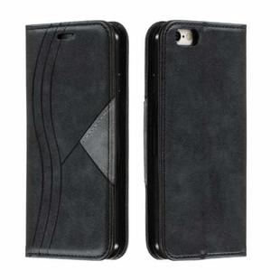 For iPhone 6 Splicing Color Magnetic Hem Horizontal Flip Leather Case with Holder & Card Slots(Black)