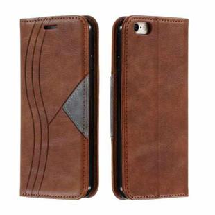 For iPhone 6 Splicing Color Magnetic Hem Horizontal Flip Leather Case with Holder & Card Slots(Brown)