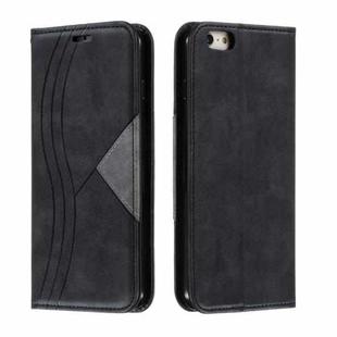 For iPhone 6 Plus Splicing Color Magnetic Hem Horizontal Flip Leather Case with Holder & Card Slots(Black)