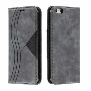 For iPhone 6 Plus Splicing Color Magnetic Hem Horizontal Flip Leather Case with Holder & Card Slots(Grey)