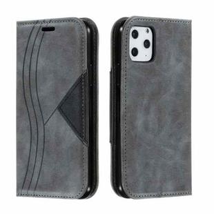 For iPhone 11 Pro Splicing Color Magnetic Hem Horizontal Flip Leather Case with Holder & Card Slots(Grey)