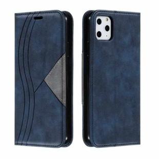 For iPhone 11 Pro Max Splicing Color Magnetic Hem Horizontal Flip Leather Case with Holder & Card Slots(Blue)