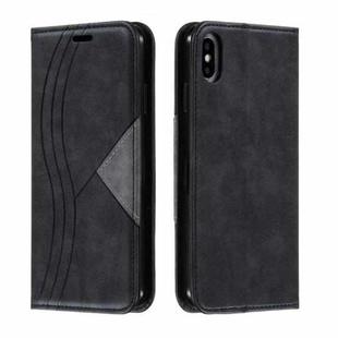 For iPhone XS Max Splicing Color Magnetic Hem Horizontal Flip Leather Case with Holder & Card Slots(Black)
