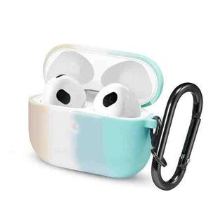 Four-color Rainbow Earphone Protective Case with Hook For AirPods 3(Beige + White + Light Blue + Green)