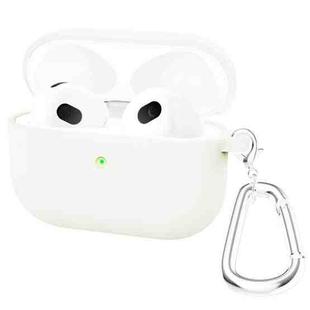 Thicken Silicone Round Bottom Earphone Protective Case with Hook For AirPods 3(White)