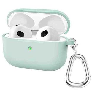 Thicken Silicone Round Bottom Earphone Protective Case with Hook For AirPods 3(Light Green)