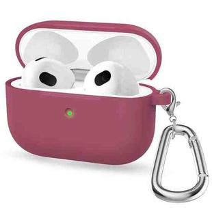 Thicken Silicone Round Bottom Earphone Protective Case with Hook For AirPods 3(Rose Red)